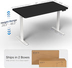 VIVO Electric 43 x 24 in Standing Desk, Memory Height Adjustment, 1B Series, Holds 220 lbs, One-Piece Black Top, White Frame, DESK-KIT-1W4B