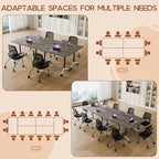 Folding Conference Table 4ft 5ft, Foldable Office Meeting Desk for 6 People, Multiple Sizes Colors Mobile Conference Room Table for Training Room School Business Furniture (4, Grey, 47in)