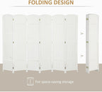 HOMCOM Room Divider, 6 Panel Folding Privacy Screen, 5.6' Tall Freestanding Wall Partition for Home Office, Bedroom, White