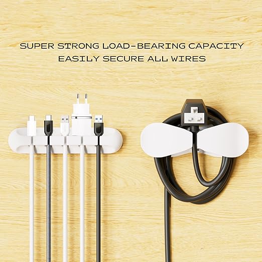 Apromisith USB Cable Organizer Clips Cord Holder,12 Packs (3-Slots) White Self Adhesive Desk Cord Cable Management