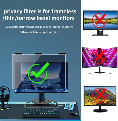 2 Pack Magnetic Hanging Computer Privacy Screen 22 Inch for 16:10 Widescreen Monitor, Removable Privacy Screen Anti Glare Blue Light Computer Screen Privacy Shield, Anti-Scratch 22 in Protector Film