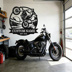 Custom Motorcycle Metal Signs Personalized Dirt Biker Name Sign Custom Garage Decor Motorbikes Wall Art Decor Motorcycle Sign Men Room Decorate Gifts for Men Husband Rider
