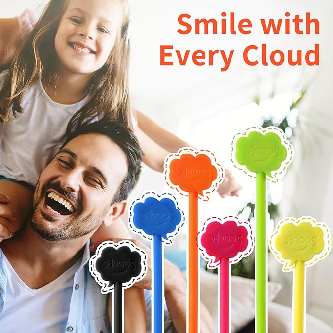 SOOOEC Magnetic Cable Ties, 24 Pack 7.2" Magnetic Cord Organizer Cute Cloud Design, Reusable Silicone Twist Ties with Strong Magnet for Bundling and Cable Management, Fridge Magnets, Assorted Colors.