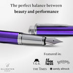 Ellington Pens Luxury Fountain Pen Set - Extra Fine Nib - Includes 3 Ink Cartridges, Refillable Ink Converter, Gift Box - Fountain Pens For Writing, Calligraphy, Journaling, Sketching (Purple Haze)