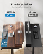 HUANUO 48 x 30 inch Electric Standing Desk with 4 Drawers, Adjustable Height Sit Stand Home Office Desk with Two Tiers, Ergonomic Adjustable Stand up Desk C-Clamp Monitor Mount Compatible, Walnut