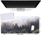 iCasso Extended Gaming Mouse Pad(35.4 x 15.7inch), Large Non-Slip Rubber Base Mousepad with Stitched Edges, Waterproof Keyboard Mouse Mat Desk Pad for Work, Game, Office, Home - Forest