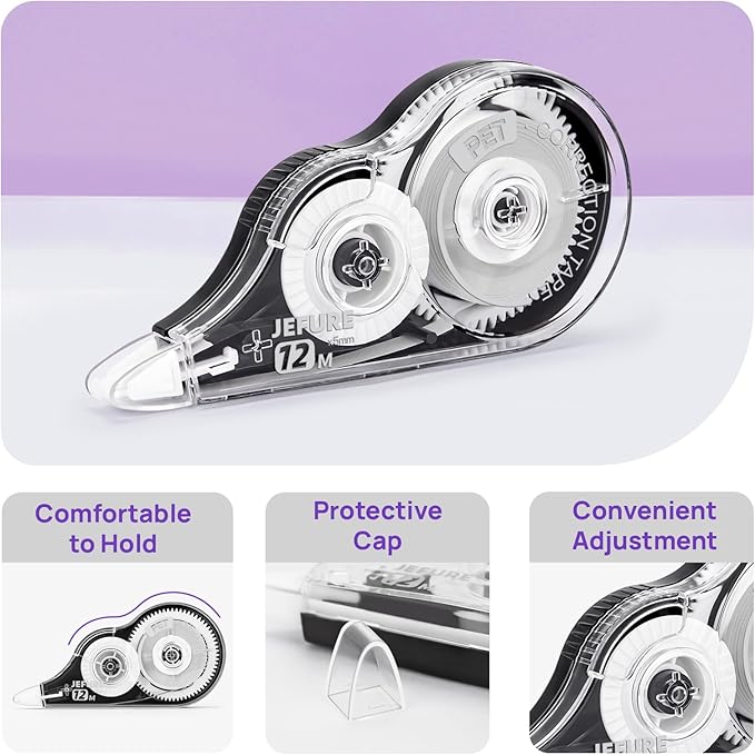 4 Pcs Correction Tape, 39.37 Ft White Wrong Out Tear-Resistant Bulk, Instant Corrections Easy to Use Applicator for School, Office, Note Taking, Journal (Tape Width 0.2 in，Clear)