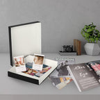 Lineco Museum Archival Storage Box, 8.75x10.75x1.5 in. Drop Front Design. Acid-Free with Metal Edge. Organize Photos, Pictures, Prints, Documents, Crafts, DIY. Black, 1 Pack