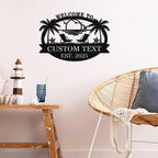 Personalized Metal Beach Sign | Custom Coastal Wall Decor for Outdoor Patio & Pool | Welcome Sign Beach House Ocean Room Decor