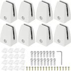 PATIKIL 1.7x1.3x2.4" Desk Divider Support Clamp, 8 Pcs Aluminum Desk Shield Clamp Desk Divider Partition Clamp Sneeze Guard Clamp Bracket for Office Home Desk Panel, White