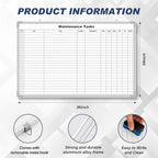 Lined Whiteboard Blank Grid Aluminum Frame Dry Erase Board Reusable Wall Mounted Board for Scheduling, to Do Lists Weekly Planning Home Work (36 x 24 Inch,Horizontal Maintenance Tasks)