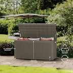 Decksplore 100 Gallon Lockable Resin Deck Box, Waterproof Outdoor Storage Box for Patio Furniture, Garden Tools, Pool Accessories, UV-Resistant Outside Delivery Grey