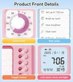 3-in-1 Visual Timer & ADHD Tool for Kids|Adults, Task Timer with Chore Chart Board, Visual Schedule for Kids with Autism, Daily Checklist for Home, School, Classroom, Desk (Pink)