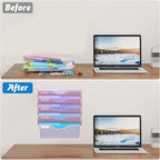 Gawerk 5 Tier Hanging Wall File Organizer, Mesh Mail Paper Orgnization Hanging File Folder Holder for Home Office, Pink