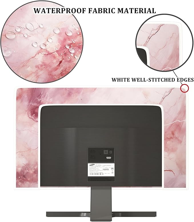 Baocicco Fashion Pink Marble Waterproof Television Cover 75 Inch Full Body Covers for Television Screen Panel Case Computer Sleeve Compatible with PC, Desktop and TV LED LCD OLED