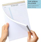 To Do List Notepad, Undated Daily Planner Notepad with To Do List Notebook Checklist Planner Spiral Waterproof Notepad for Office Supplies, School Planner, Blue, 52 Sheets, 5.5"*8.3" A5 Size