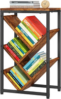 IBUYKE 5 Tier Tree Bookshelf, Small Desktop Bookshelf with Storage Organizer,for Books/CDs/Movies,Desk Display Bookcase for Bedroom Living Room,Rustic Brown,TBC003H