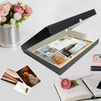 Lineco Folio Storage Box, Clamshell Design with Metal Edge. 13.5x19.5x1.75 Inches, Archival Boxboard, Preserve Photos, Cards, Magazines, Documents, Art, Ephemera, Family Records, Black, Pack of 1