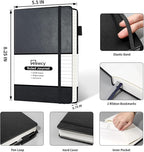 Annecy Lined Journal Notebook, Hardcover Leather Journal for Women & Men, 160 Numbered Pages, Medium 5.5" x 8.25", 100 GSM Thick Paper, Black