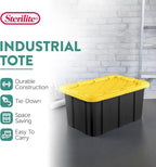 Sterilite 24-Pack Industrial Tote, Plastic Storage Container Bins with Lids, 17 Gallon - Heavy-Duty Organizing Containers for Closet, Bathroom, and Office