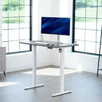 VIVO Electric 48 x 30 in Standing Desk, Memory Height Adjustment, 1B Series, Holds 220 lbs, One-Piece Dark Gray Top, White Frame, DESK-KIT-1W5G