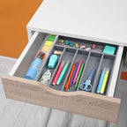 oridom Kitchen Bamboo Silverware Organizer, Kitchen Drawer Organizer - Utensil Holder and Cutlery Tray with Grooved Drawer Dividers for Flatware 7 Slot, Grey