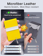 Padike Professional Business Card Holder PU Leather Business Card Case Name Card Holder Slim Metal Pocket Card Holder with Magnetic Shut (Y-Yellow)