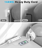 40W Fast Charging Station,Desk Clamp Power Strip,4 USB-C Ports & 8 AC Outlets,Desktop Edge Mount Surge Protector Power Strip,14AWG Heavy Duty Cord,Fit 1.9" Tabletop Edge for Home Office(6Ft Cable)