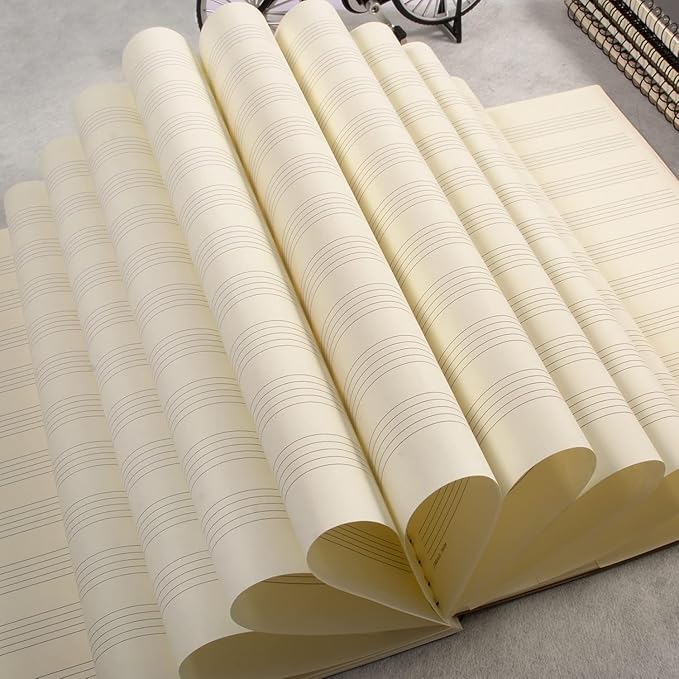 MAXCURY Blank Sheet Music Composition Manuscript Staff Paper Art Music Notebook Black 100 Pages 26x19cm (Flora)