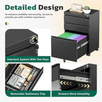 Greenvelly 3 Drawer Mobile File Cabinet with Lock, Metal Filing Cabinet on Wheels, Under Desk File Cabinet for Home Office Organizer Letter/Legal/A4 File (Assembly Required, Black)