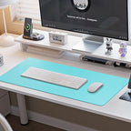 Boutilon Leather Desk Pad Protector,Non-Slip Mouse Pad,Laptop Desk Pad,Office Mouse Mat,Waterproof Leather Desk Blotter,Desk Writing Pad for Office and Home (XL-Bright Blue,35.4"x 15.7")
