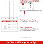 Turxayox 100 Pack Horizontal Clear ID Badge Holder, Plastic Name Badge Holders, Key Card Protector Cover Sleeve with Waterproof Resealable Zipper for Nurses Lanyard, Work I'd