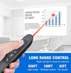 DINOSTRIKE Wireless Presenter Remote with Air Mouse Control, Rechargeable USB A&C Presentation Clicker PPT Pointer RF 2.4GhZ PowerPoint Clicker Slide Advancer for Computer Laptop Mac