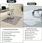 Koonmi Tempered Glass Chair Mat for Hardwood Floors & Carpets, 36" x 55“ Grey Heavy Duty Office Floor Protector, Scratch & Dust Concealing, Noise-Free for Home Office Desk
