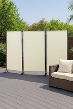 Proman Products - Galaxy Section Divider, Water Repellent Fabric Room Divider with Black Powder Coated Metal Frame for Indoors or Outdoors (Beige)