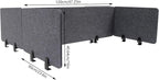 Clamp-On Acoustic Desk Divider, 2Pcs 47.25x16in+4Pcs 23.6x16in Acoustic Partition, Desktop Privacy Panel, Sound Absorbing Workstation Panel (Anthracite Gray, 48" x 16" + 24" x 16")