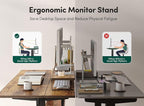 FEZIBO 55" Electric Standing Desk with Shelves, 55 x 24 Inch Sit Stand Rising Desk with Monitor Stand and Storage, Ergonomic Home Office Computer Desk, Rustic Brown