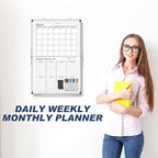 Lincia 24" x 16" Magnetic Vertical Monthly and Weekly Dry Erase Calendar for Wall Undated Horizontal Dry Erase Calendar Planner Aluminum Frame Whiteboard for Home Office Projects Wall Fridge