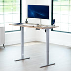 VIVO Electric 55 x 28 in Standing Desk, Memory Height Adjustment, 1B Series, Holds 220 lbs, One-Piece Reclaimed Wood Top, Gray Frame, DESK-KIT-1G55P
