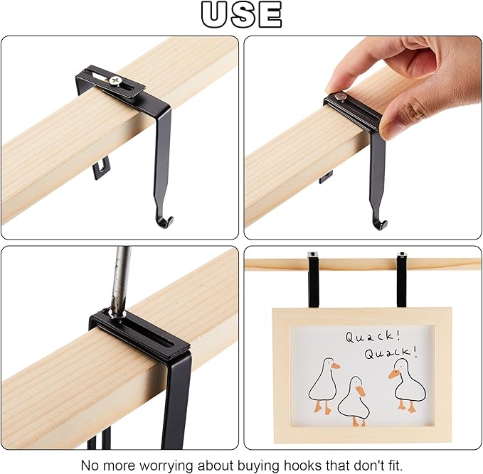 Amylove 4 Pcs Adjustable Cubicle Hanger Universal Partition Metal Cubicle Hooks Door Hanger, Adjusted to Fit Panels with 1 3/8 Inch to 3 1/2 Inch Thickness for Office Whiteboard (Black)