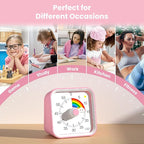 Visual Timer for Kids with Pause Function, Cute Silent Timer with Rainbow for Classroom, Teaching, Task, Kitchen, 60 Minute Countdown Time Management for ADHD (Rainbow Pink)