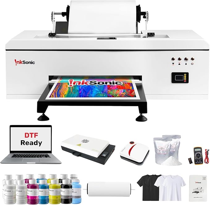 InkSonic R1390 DTF Printer, A3 T shirt Printing Machine with Laptop and Oven Bundle, 13" DTF Printer Machine, Direct to Film Heat Transfer, T-Shirt Maker for Clothes Design, Custom DIY Printing