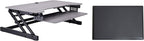 Rocelco 37.5" Height Adjustable Standing Desk Converter with Anti Fatigue Mat Bundle - Slide Out Retractable Keyboard Tray - Sit Stand Dual Monitor Riser - Computer Workstation - Gray (R DADRG-MAFM)