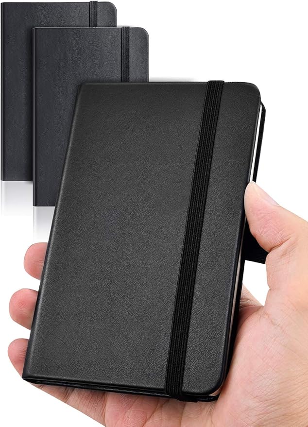 AISBUGUR Pocket Notebook, Small Notebook, 2-Pack Total 320 Pages,3.7" x 5.7" Pocket Notebook (2 Pack, Black1)