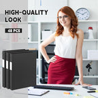 Henoyso 48 Pcs 3 Ring Binder 0.5 Inch Round Fits Letter Size 8.5'' x 11'' Paper Plastic Flexible Binder Bulk Holds 140 Sheets with 1 Pockets Versatile Organizer for Home Office School (Black)