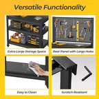 Storage Shelves with Pegboard,Heavy Duty Garage Shelving Units and Storage,Metal Shelving Adjustable Shelves,Garage Storage Rack,Industrial Utility Shelf For Kitchen,Pantry 47.2"H*33.46"W*18"D