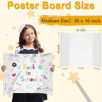 AKONEGE 4Pcs Medium Trifold Poster Board, 26 x 16 Inches White Tri Fold Poster Boards Corrugated Presentation Cardboards for Science Fair, School Projects, Exhibitions, and Business Presentations