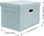 TYEERS Large Storage Bins with Lids, Collapsible, Washable, Fabric Storage Boxes for Organizing, 17.3x11.8x11.4 inches, 5 Pack, Aqua Spring