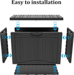 Yardgrace 50 Gallon Lockable Resin Outdoor Storage Box, Waterproof & Weather Resistant Deck Box for Patio Cushion, Garden Tools & Pool Accessories, Black