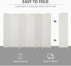HOMCOM Room Divider, 6 Panel Folding Privacy Screen, 6FT Tall Portable Wicker Weave Partition Wall Divider for Bedroom, Home Office, White